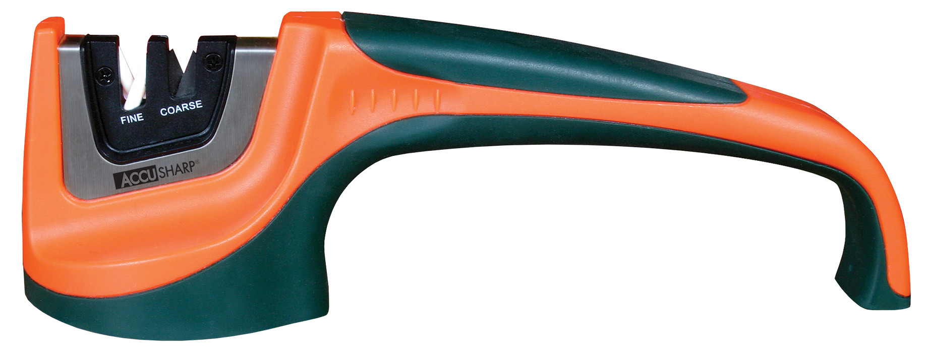 Accusharp Pull-through Sharpener Hand Held Fine | Coarse Tungsten Carbide And Ceramic Sharpener Rubber Handle Black/orange