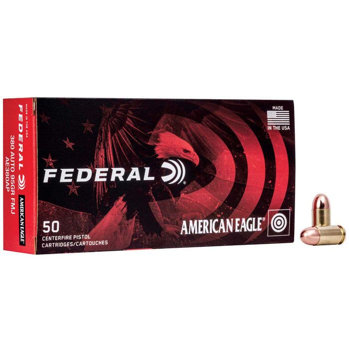 Federal .380 ACP 95 gr American Eagle Full Metal Jacket Ammunition - 50 Round Box