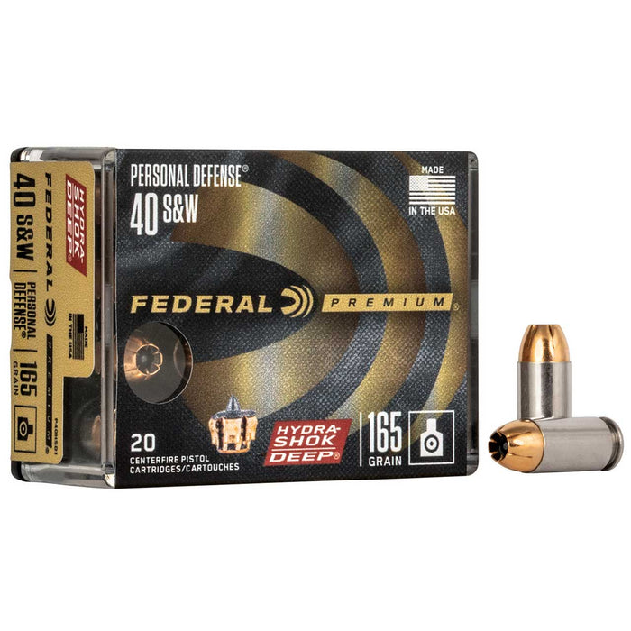 Federal Premium Personal Defense .40 S&W 165 gr Hydra-Shok Deep Hollow Point 20 Per Box