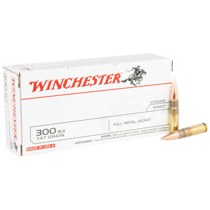 Winchester .300 Blackout 147 gr USA FMJ Open Tip Ammunition - 20 Round Box