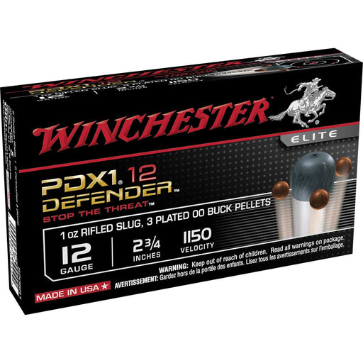 Winchester Ammo PDX1 Defender Combo 12 Gauge 2.75" 1 Oz Rifled Slug 3 Plated 00 Buck Pellets Shot 10 Per Box