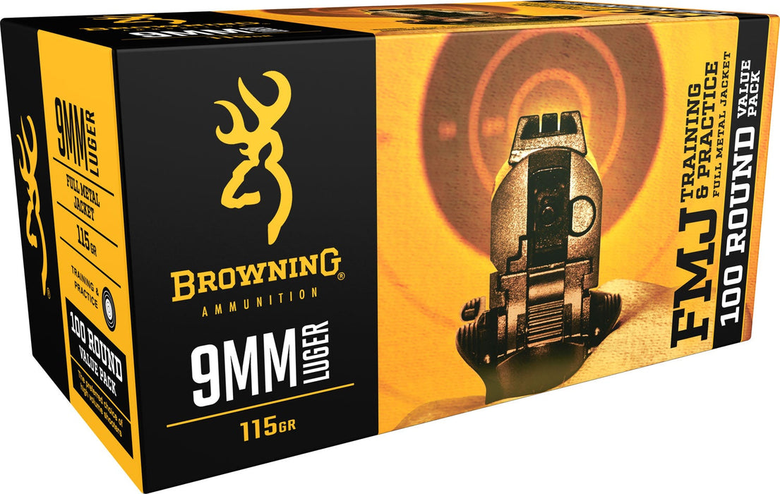 Browning 9mm Luger 115gr FMJ Ammunition - 100 Round Box