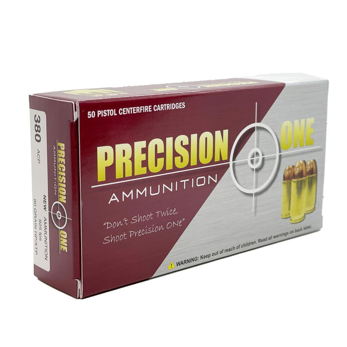 Precision One .380 Auto 90gr XTP Jacketed Hollow Point Ammunition - 50 Round Box