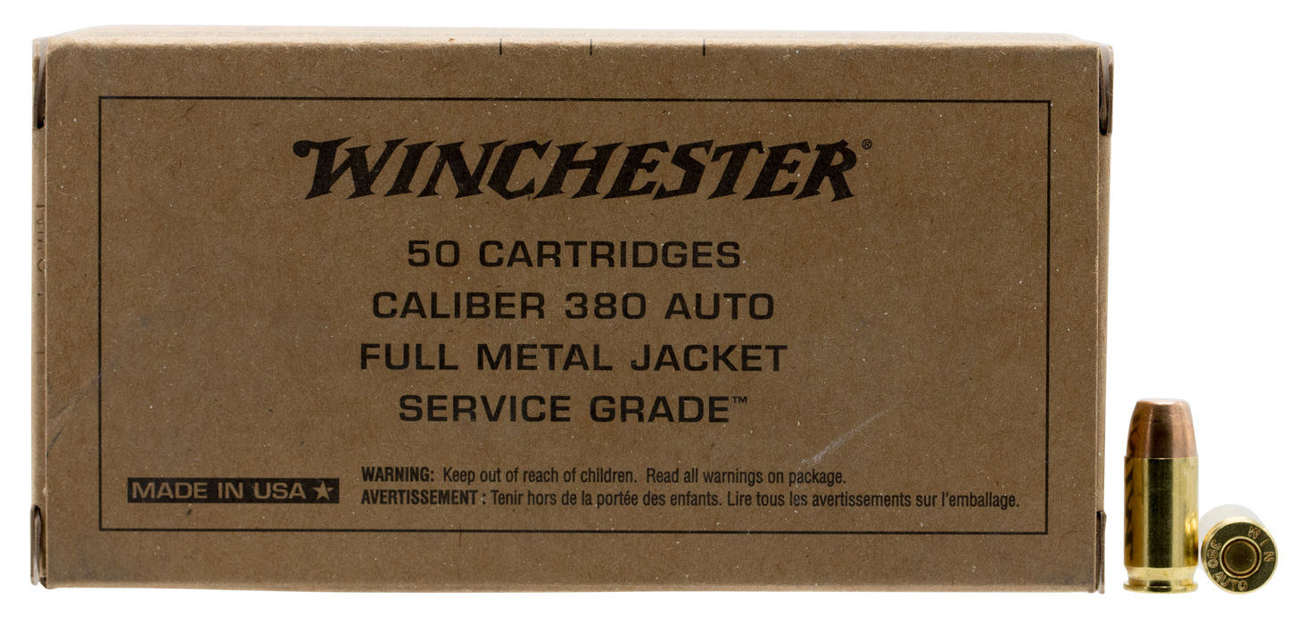 Winchester Service Grade .380 ACP 95 gr Full Metal Jacket Flat Nose (FMJFN) 50 Per Box