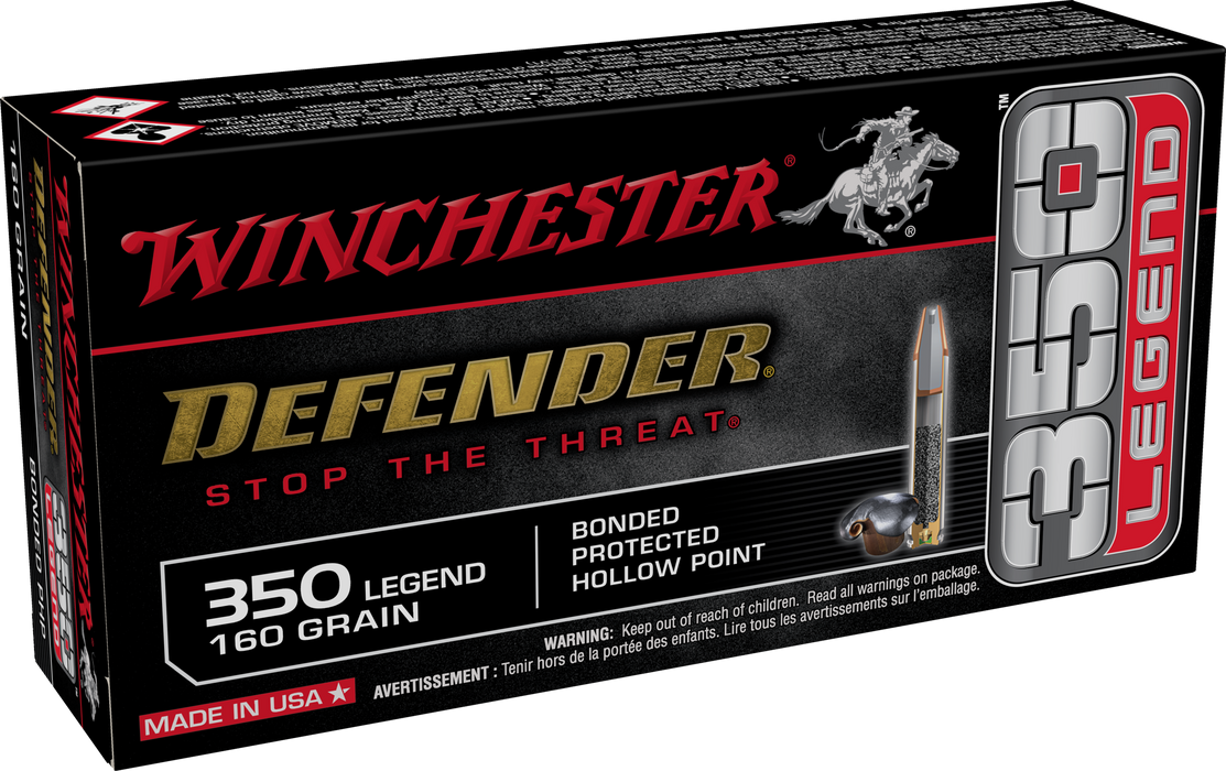 Winchester .350 Legend 160 gr Defender Bonded Protected HP Ammunition - 20 Round Box