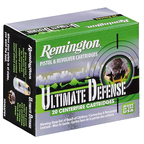 Remington Ammunition Ultimate Defense .380 ACP 102 gr Brass Jacket Hollow Point (BJHP) 20 Per Box