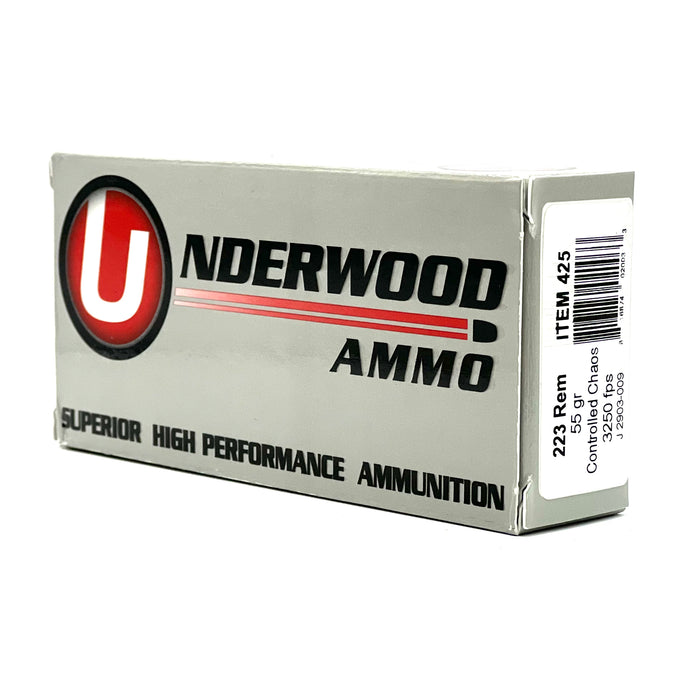 Underwood .223 Remington 55gr Controlled Chaos Ammunition - 20 Round Box