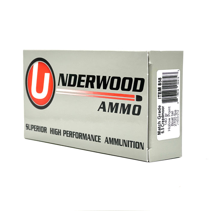 Underwood 6.5 Creedmoor 140gr. Custom Competition™ Hollowpoint Boat Tail Ammunition - 20 Round Box