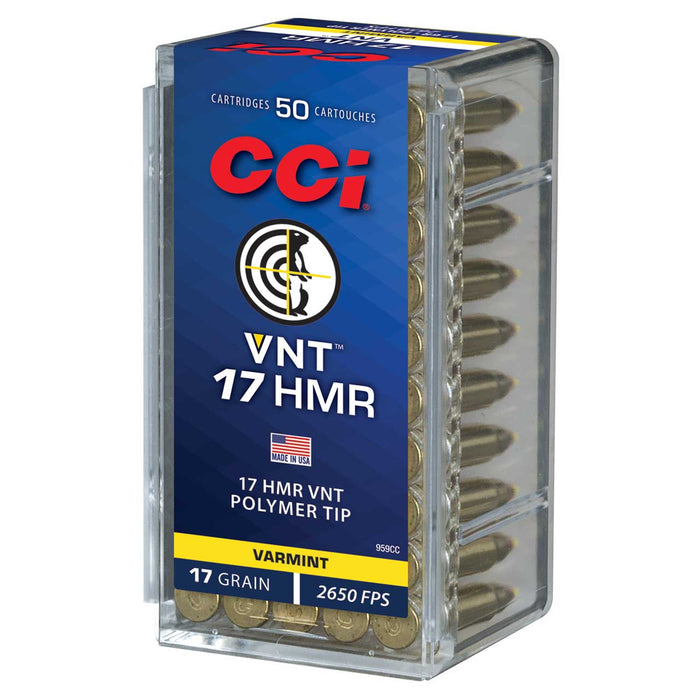 CCI Varmint Rimfire .17 HMR 17 Gr Varmint Tipped 50 Per Box