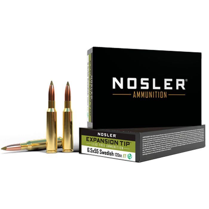 Nosler 6.5x55 Swedish 120 gr Spitzer E-Tip Ammunition 20 Per Box