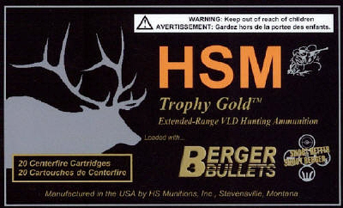 HSM Trophy Gold .308 Norma Mag 185 gr Berger Hunting VLD Match (BHVLDM) 20 Per Box