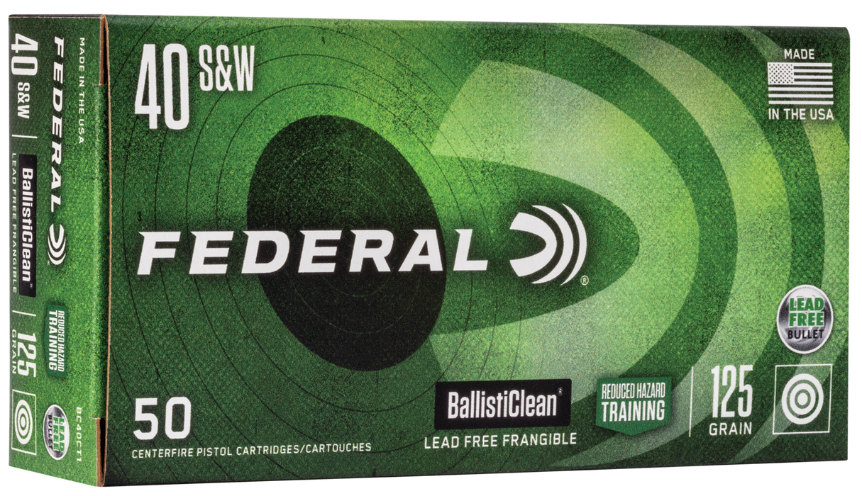 Federal BallistiClean Reduced Hazard Training .40 S&W 125 gr Lead-Free Frangible 50 Per Box