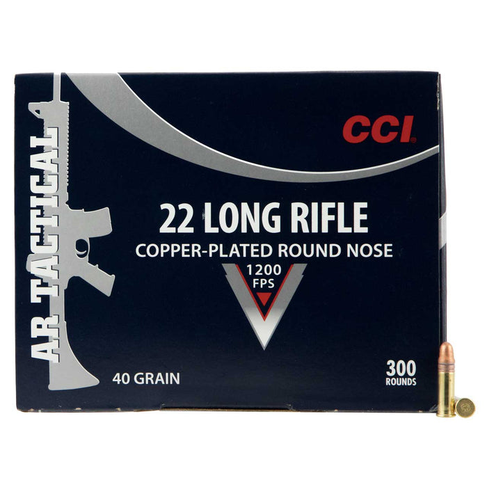 CCI AR Tactical Rifle .22 LR 40 gr Copper-Plated Round Nose 300 Per Box