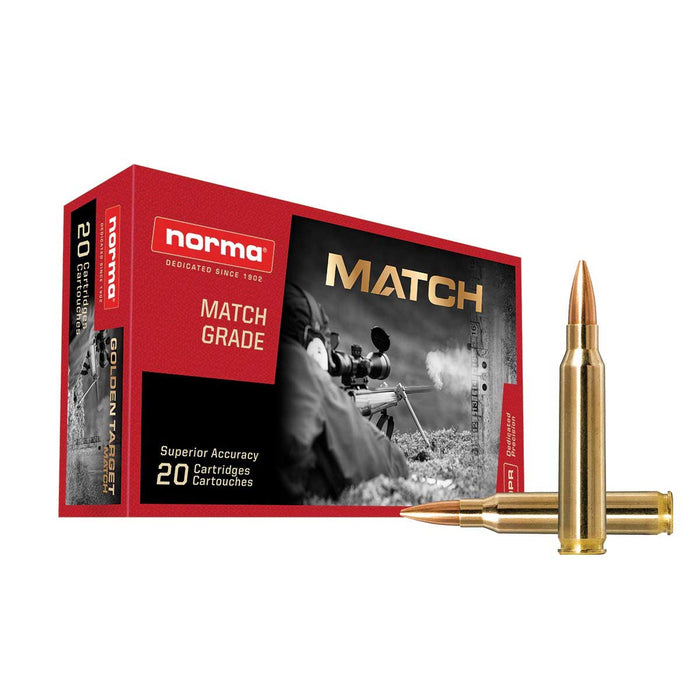 Norma Ammunition Dedicated Precision Golden Target Match .223 Rem 69 gr Hollow Point Boat-Tail (HPBT) 20 Per Box
