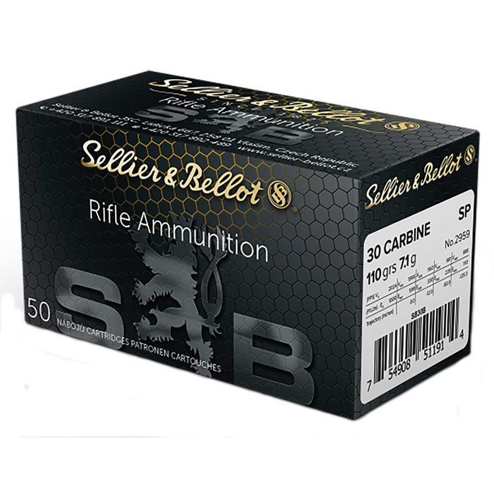 Sellier & Bellot Rifle .30 Carbine 110 gr Soft Point (SP) 50 Per Box