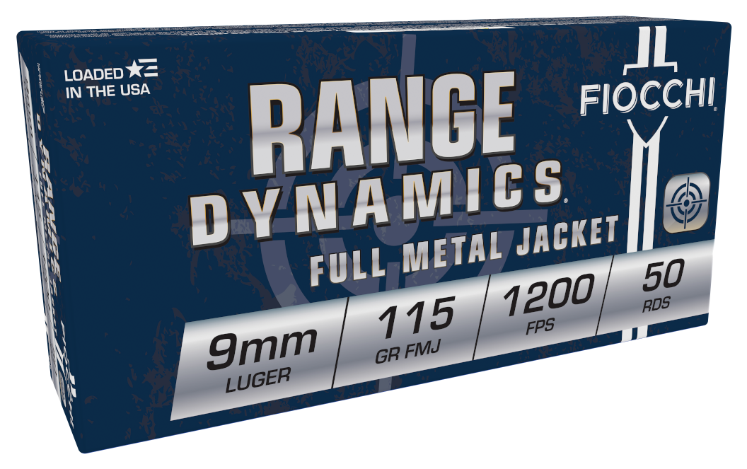 Fiocchi Range Dynamics 9mm Luger 115 gr Full Metal Jacket (FMJ) 50 Per Box
