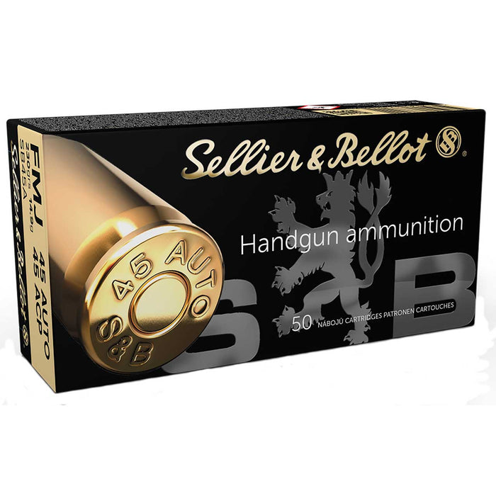 Sellier & Bellot Handgun 45 ACP 230 gr Full Metal Jacket (FMJ) 50 Per Box