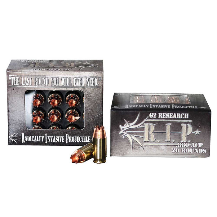 G2 Research R.I.P Defense .380 ACP 62 gr Fracturing Hollow Point (FHP) 20 Per Box
