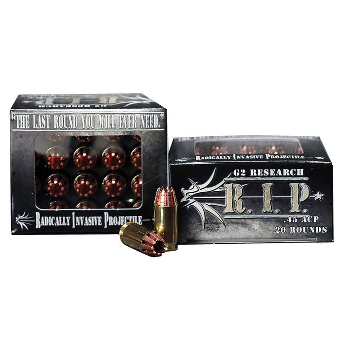 G2 Research R.I.P Defense .45 ACP 162 gr Fracturing Hollow Point (FHP) 20 Per Box