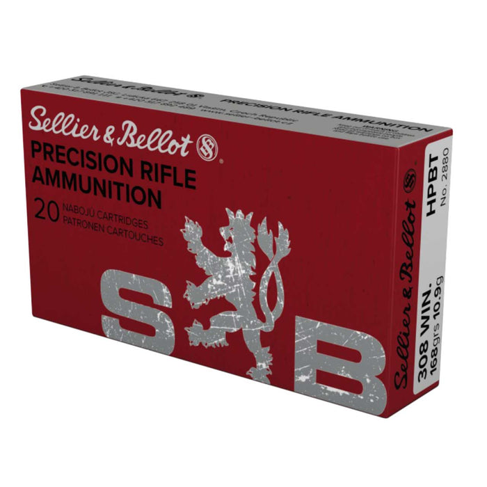 Sellier & Bellot .308 Win 168 gr Hollow Point Boat-Tail Ammunition - 20 Round Box
