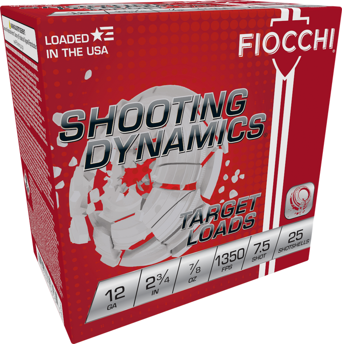 Fiocchi Shooting Dynamics Target 12 Gauge 2.75" 7/8 oz  7.5 Shot 25 Per Box