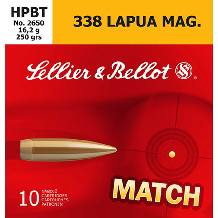 Sellier & Bellot Rifle .338 Lapua Mag 250 gr Hollow Point Boat Tail 10 Per Box