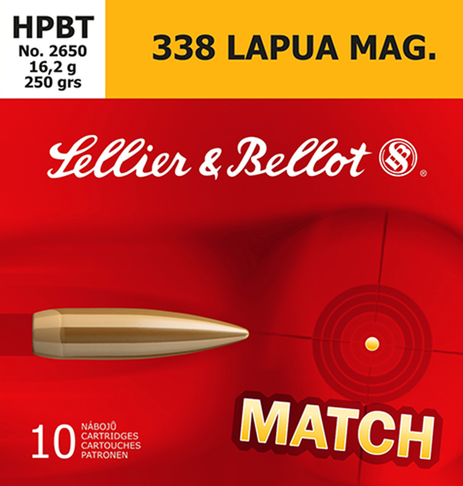 Sellier & Bellot Rifle .338 Lapua Mag 250 gr Hollow Point Boat Tail 10 Per Box