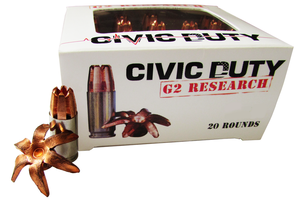 G2 Research Civic Duty Defense .45 ACP +P 168 gr Copper Expansion Projectile (CEP) 20 Per Box