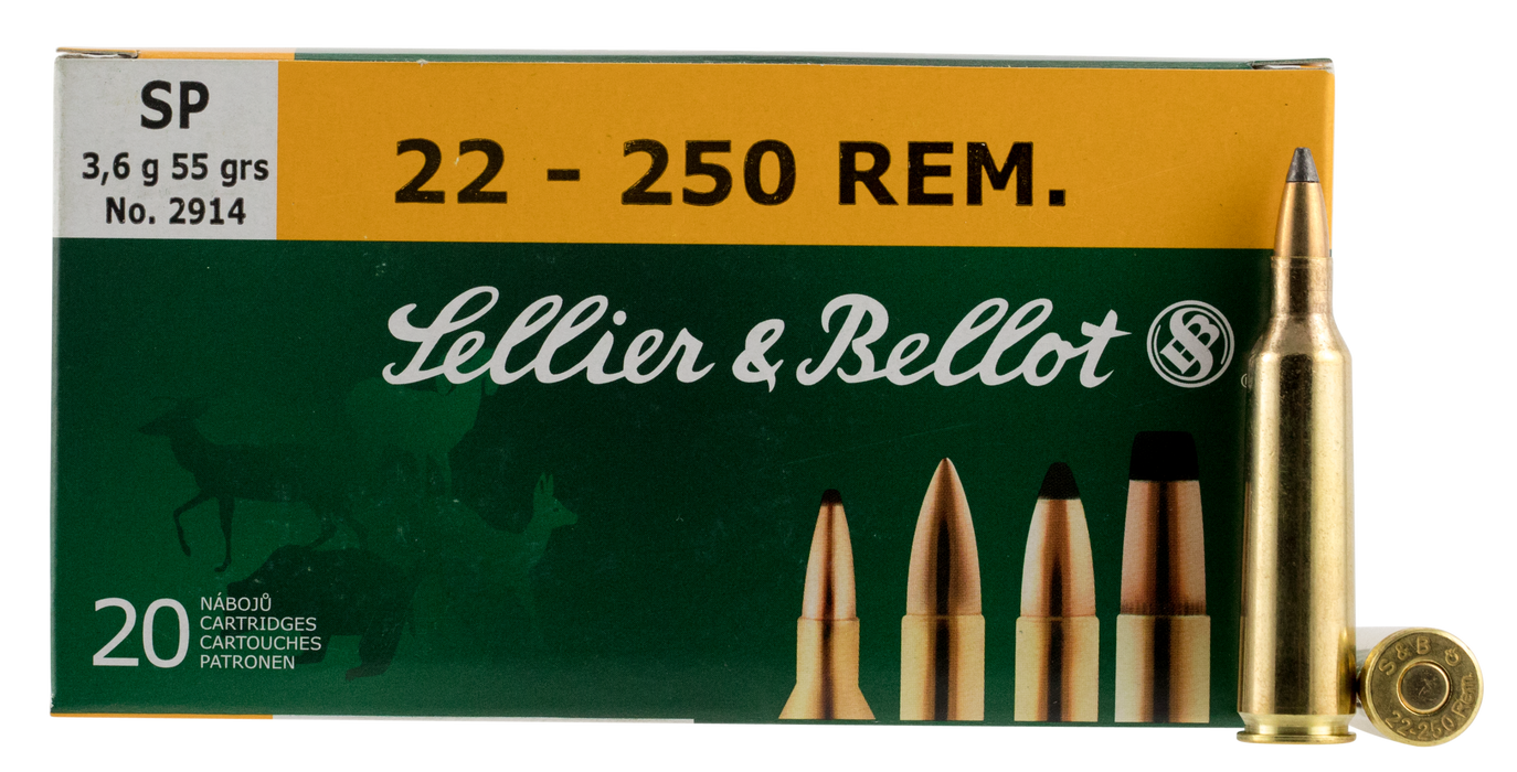 Sellier & Bellot Rifle .22-250 Rem 55 gr Soft Point (SP) 20 Per Box