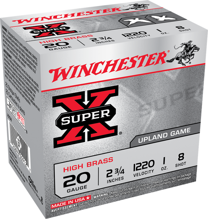 Winchester Super X Heavy Game Load High Brass 20 Gauge 2.75" 1 oz 8 Shot 25 Per Box