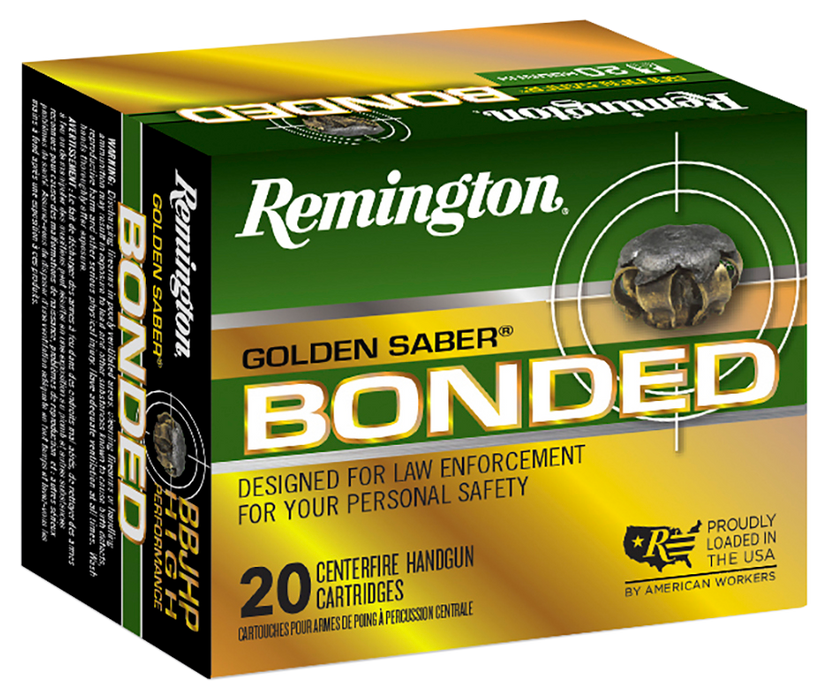 Remington Ammunition Golden Saber Bonded 10mm Auto 180 Gr Bonded Brass Jacketed Hollow Point 20 Per Box