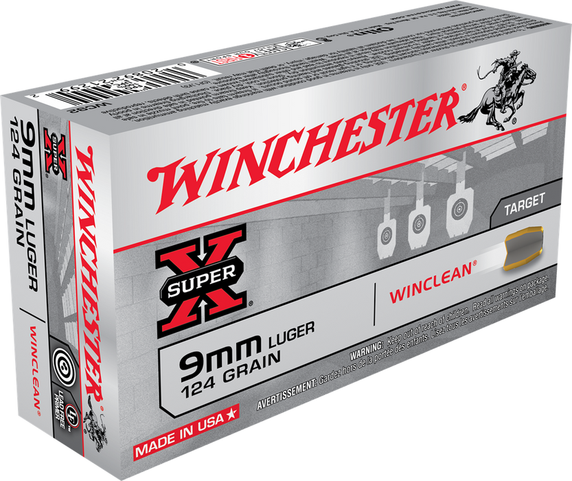 Winchester Ammo Super-X 9mm Luger 124 Gr Winclean Brass Enclosed Base 50 Per Box