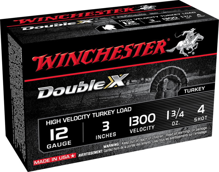 Winchester Ammo Double X High Velocity Turkey 12 Gauge 3" 1 3/4 oz 4 Shot 10 Per Box
