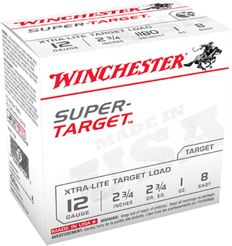 Winchester Ammo Super-Target Xtra-Lite 12 Gauge 2.75" 1 oz 8 Shot 25 Per Box