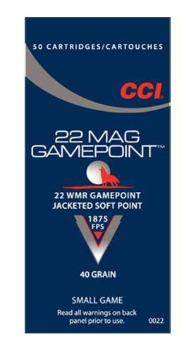 CCI 22 Gamepoint Rimfire .22 WMR 40 Gr Jacketed Soft Point (JSP) 50 Per Box