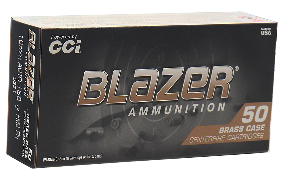 CCI Blazer Brass Handgun 10mm Auto 180 Gr Full Metal Jacket (FMJ) 50 Per Box