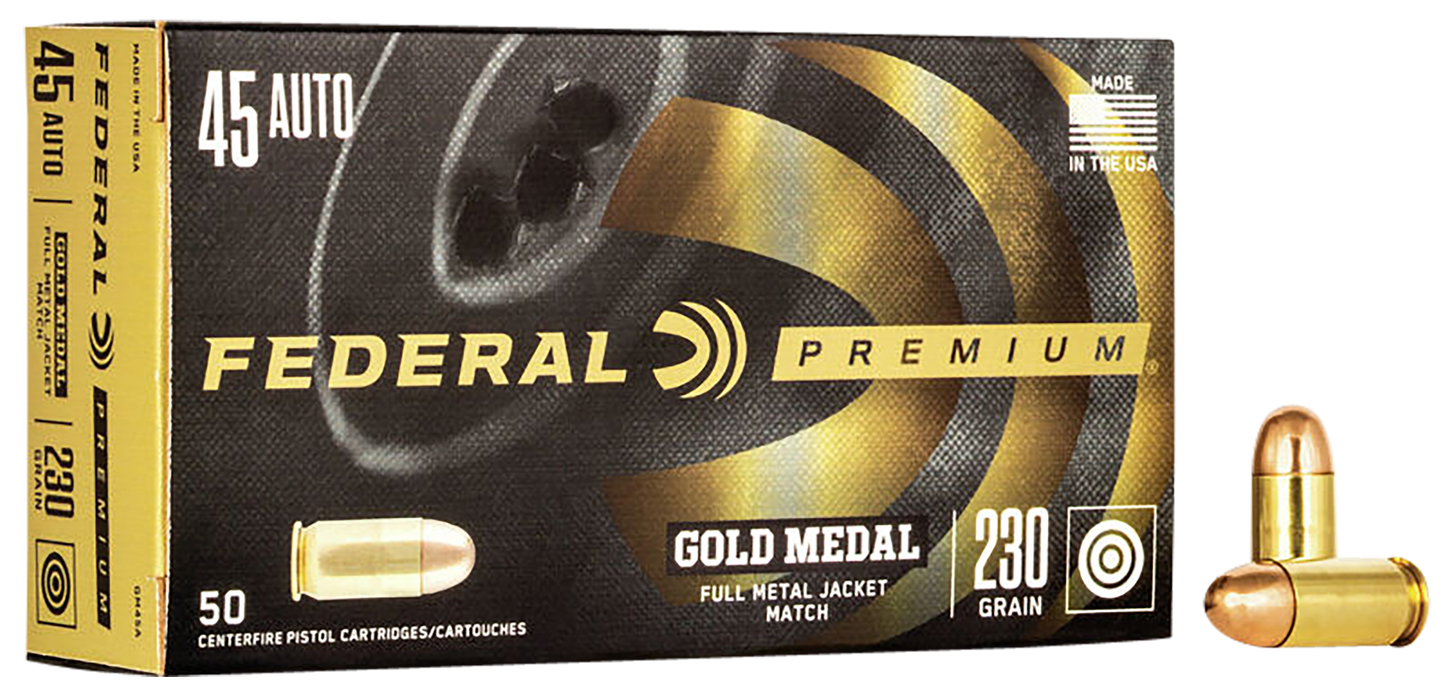 Federal Premium Gold Medal .45 ACP 230 Gr Full Metal Jacket (FMJ) 50 Per Box
