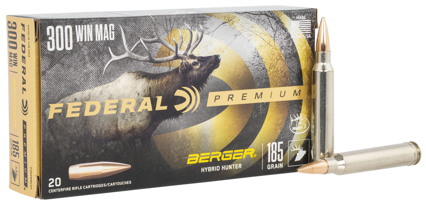 Federal Premium Hunting .300 Win Mag 185 Gr Berger Hybrid Hunter 20 Per Box