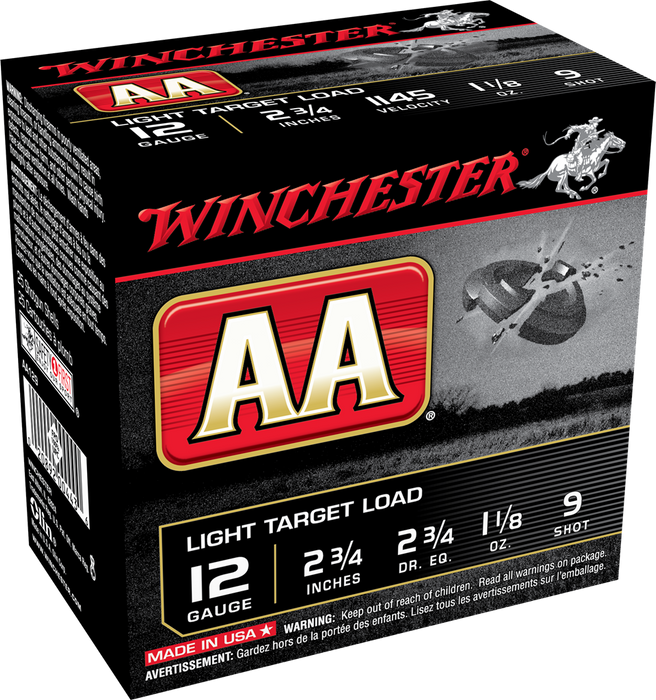 Winchester Ammo AA Light Target 12 Gauge 2.75" 1 1/8 Oz 9 Shot 25 Per Box