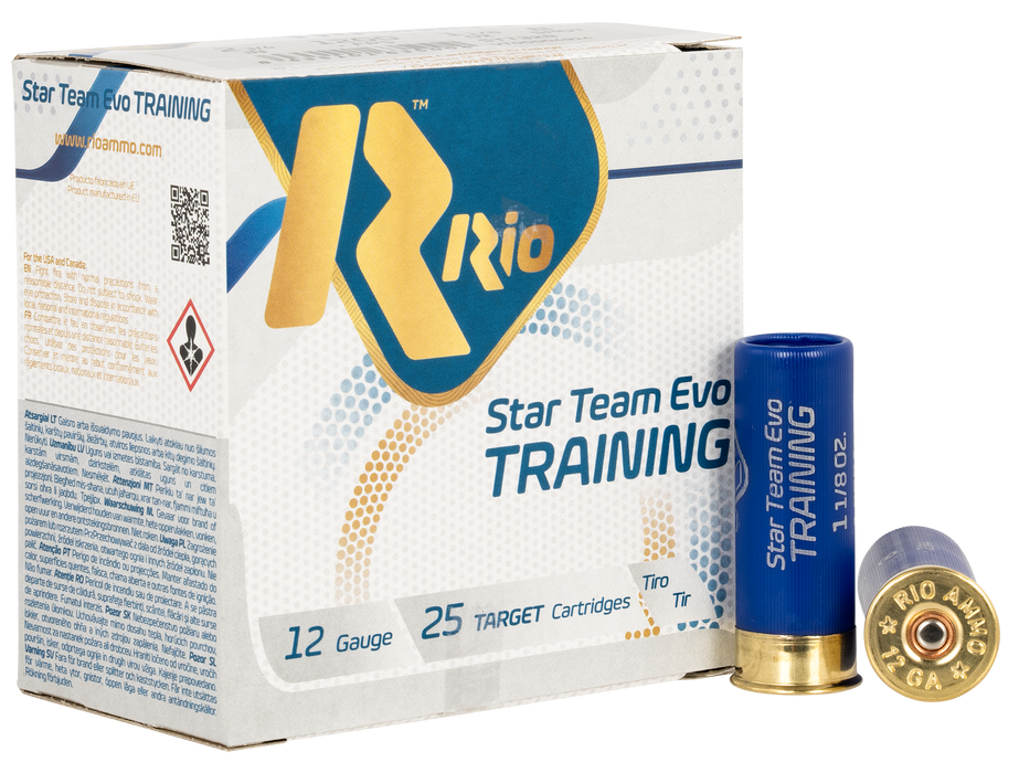 Rio Ammunition Star Team Evo Training 12 Gauge 2.75" 1 1/8 Oz 8 Shot 25 Per Box