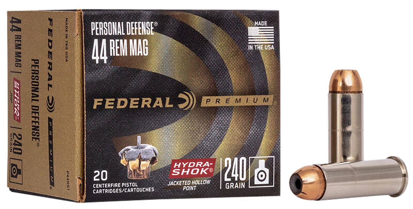 Federal Premium Personal Defense .44 Rem Mag 240 Gr Hydra-Shok Jacketed Hollow Point 20 Per Box