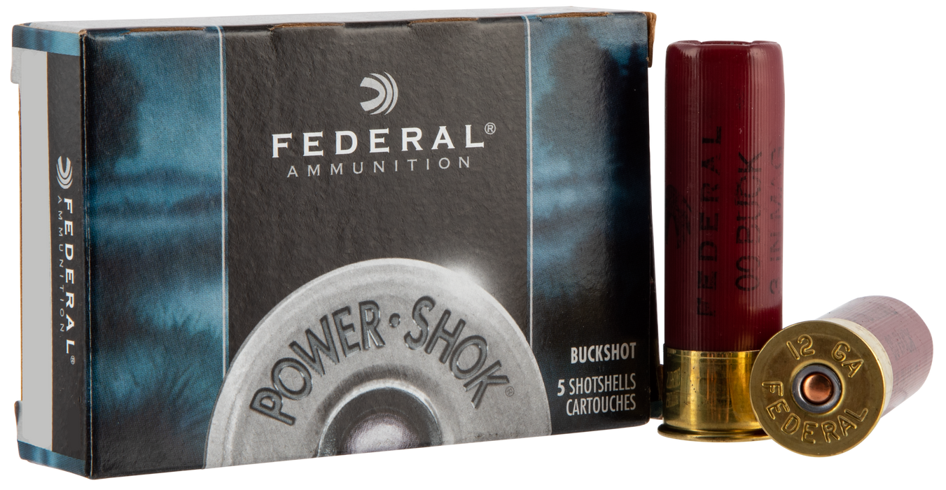 Federal Power-Shok Low Recoil 12 Gauge 2.75" 9 Pellets 00 Buck Shot 5 Per Box