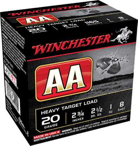 Winchester Ammo AA Heavy Target 20 Gauge 2.75" 1 Oz 8 Shot 25 Per Box