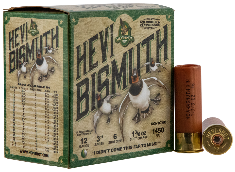 Hevi-Shot Hevi-Bismuth Waterfowl 12 Gauge 3" 1 3/8 Oz Bismuth 6 Shot 25 Per Box