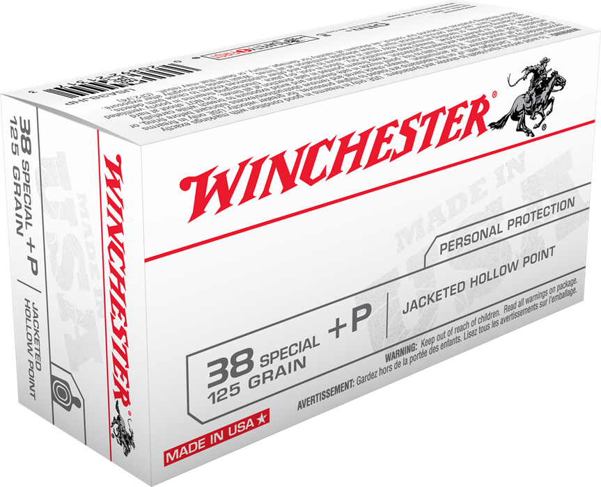 Winchester Ammo USA .38 Special +P 125 Gr Jacketed Hollow Point (JHP) 50 Per Box