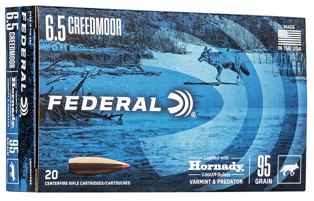 Federal Varmint & Predator 6.5 Creedmoor 95 Gr Hornady V-Max Ammunition  20 Per Box