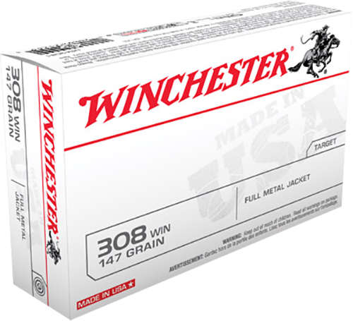 Winchester Ammo USA .308 Win 147 Gr Full Metal Jacket (FMJ) 20 Per Box