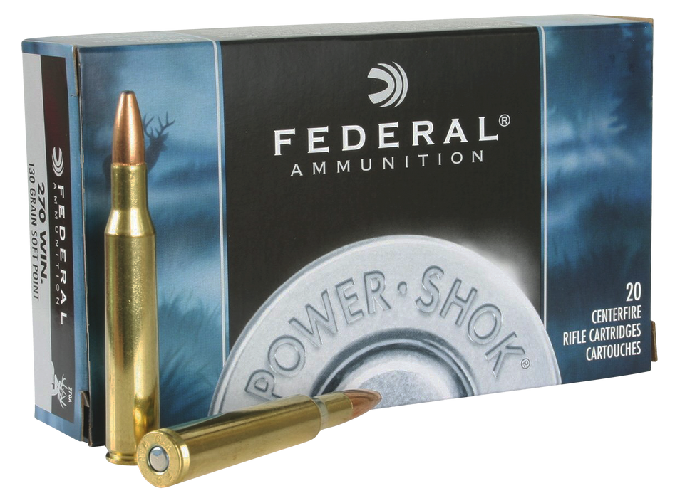 Federal Power-Shok Hunting .270 Win 130 Gr Jacketed Soft Point (JSP) 20 Per Box