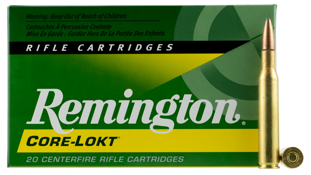 Remington Ammunition Core-Lokt .270 Win 130 Gr Pointed Soft Point Core-Lokt (PSP) 20 Per Box