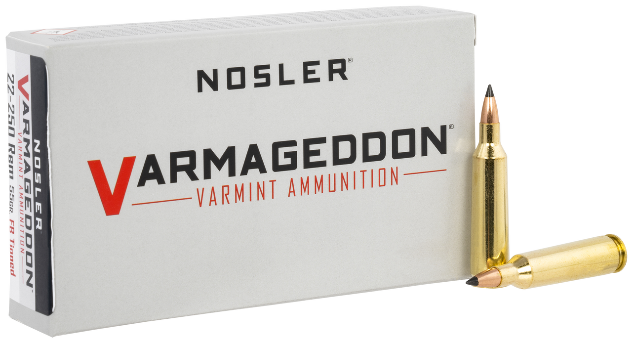 Nosler Varmageddon .22-250 Rem 55 Gr Flat Base Tipped (FBT) 20 Per Box